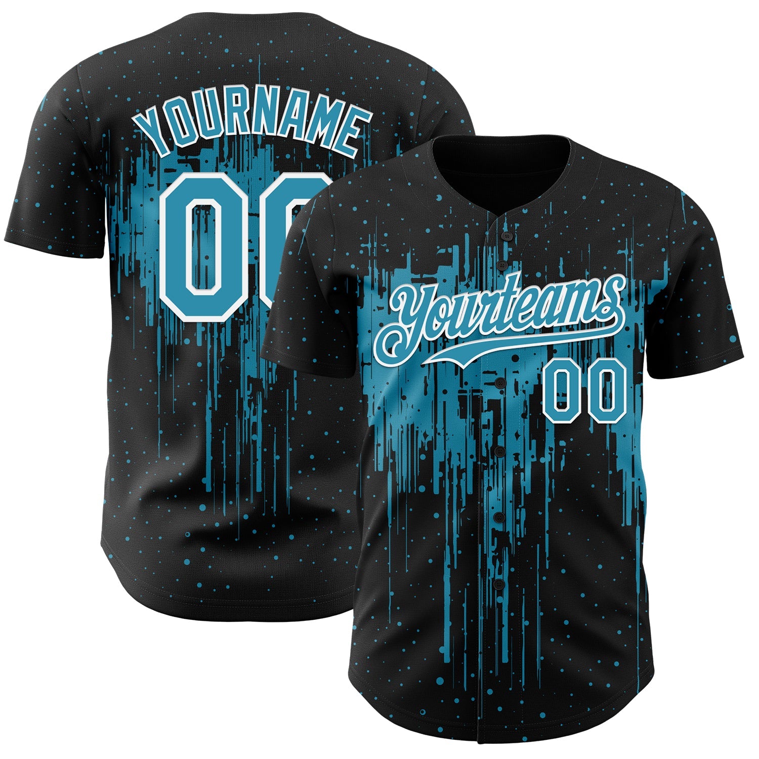 Custom Black Panther Blue-White 3D Pattern Design Dripping Splatter Paint Authentic Baseball Jersey
