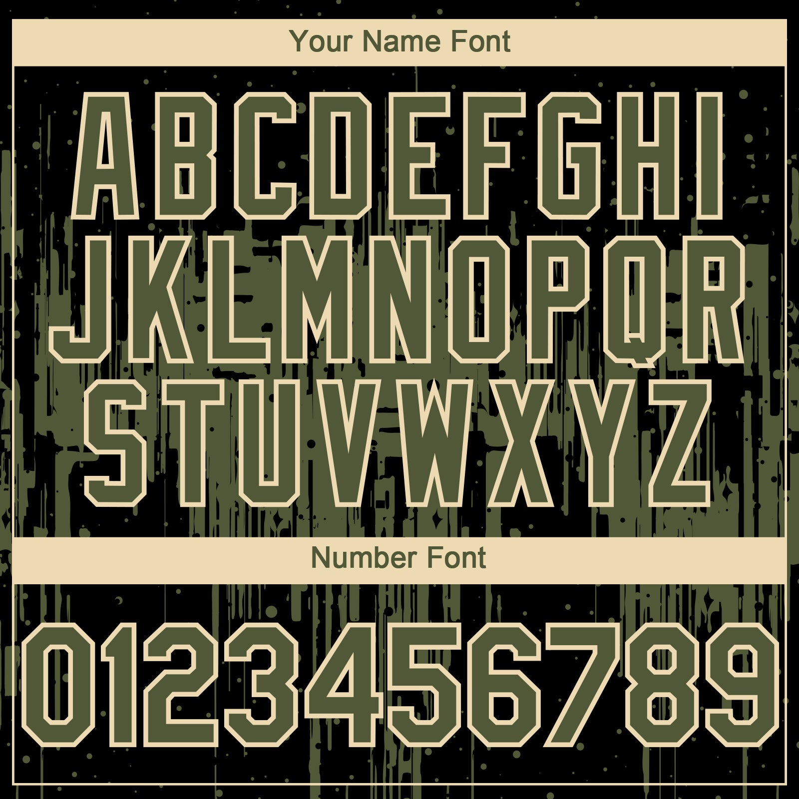 Custom Black Olive-Cream 3D Pattern Design Dripping Splatter Paint Authentic Baseball Jersey