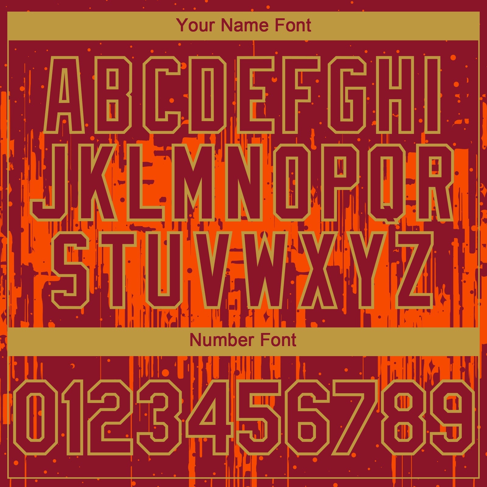 Custom Crimson Old Gold Orange 3D Pattern Design Dripping Splatter Paint Authentic Baseball Jersey