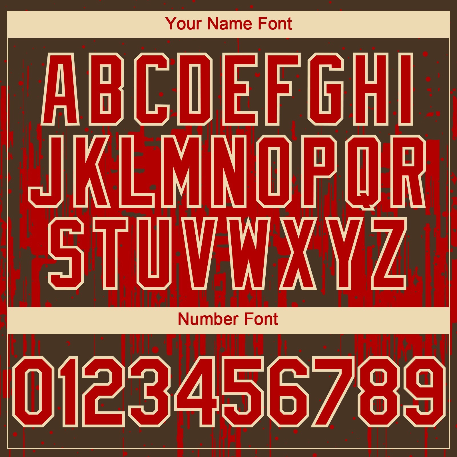 Custom Brown Red-Cream 3D Pattern Design Dripping Splatter Paint Authentic Baseball Jersey