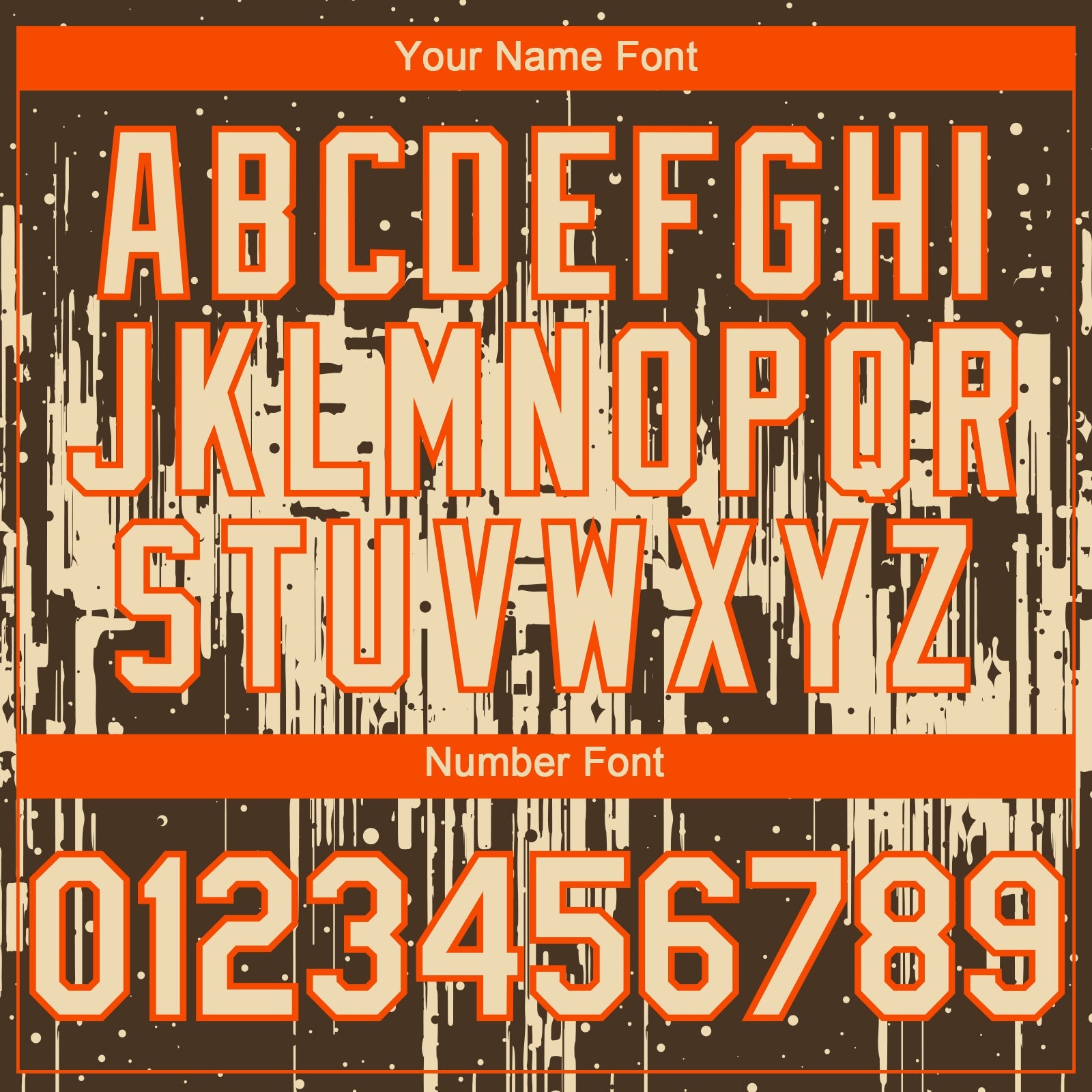 Custom Brown Cream-Orange 3D Pattern Design Dripping Splatter Paint Authentic Baseball Jersey