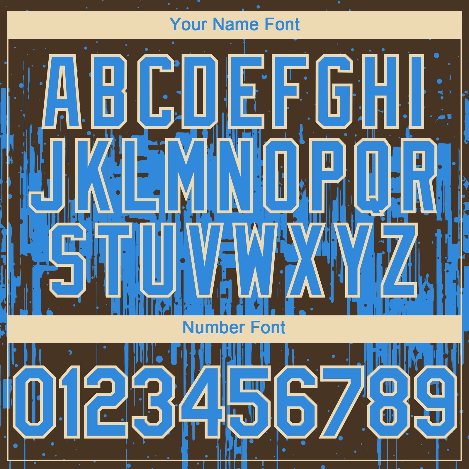 Custom Brown Powder Blue-Cream 3D Pattern Design Dripping Splatter Paint Authentic Baseball Jersey