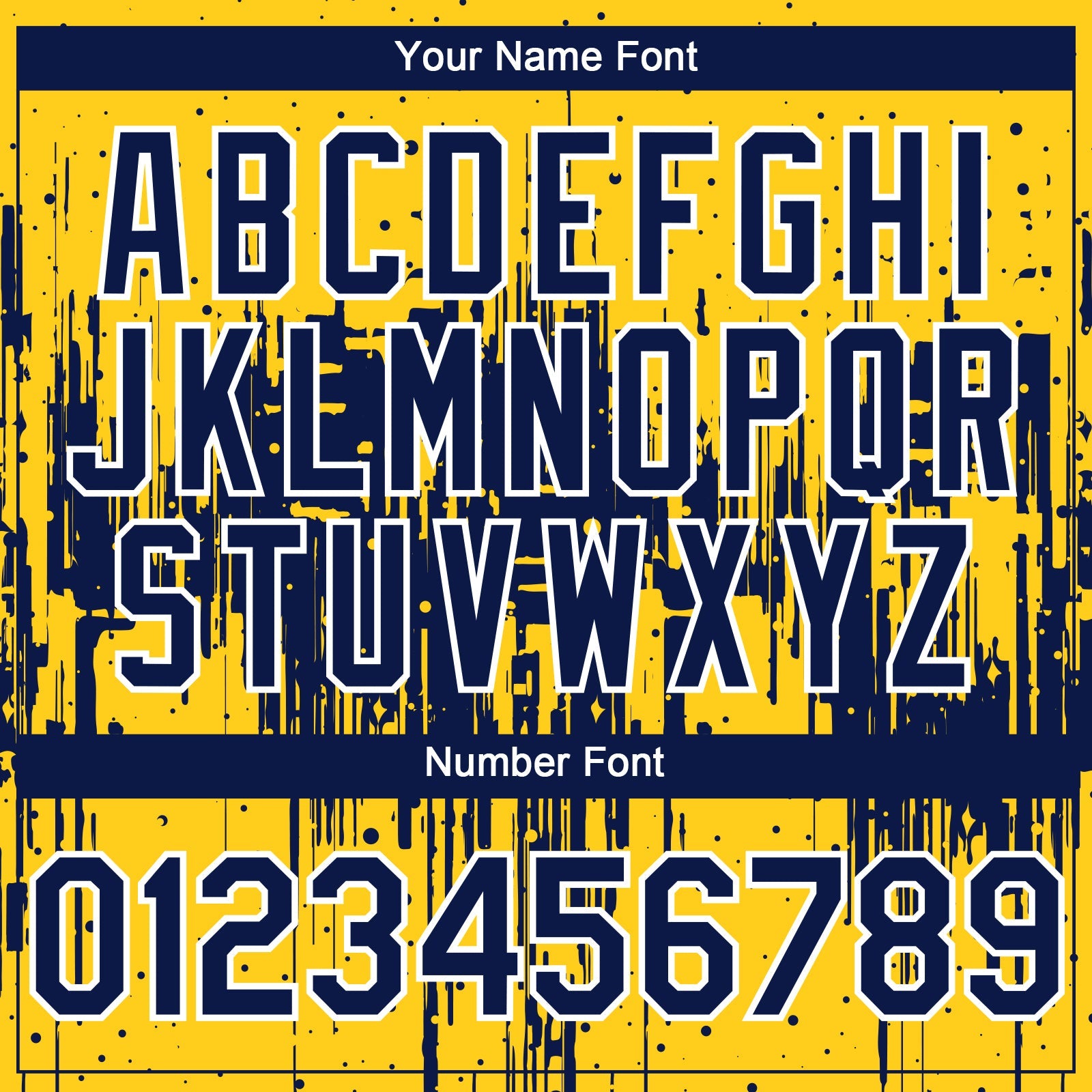 Custom Yellow Navy-White 3D Pattern Design Dripping Splatter Paint Authentic Baseball Jersey