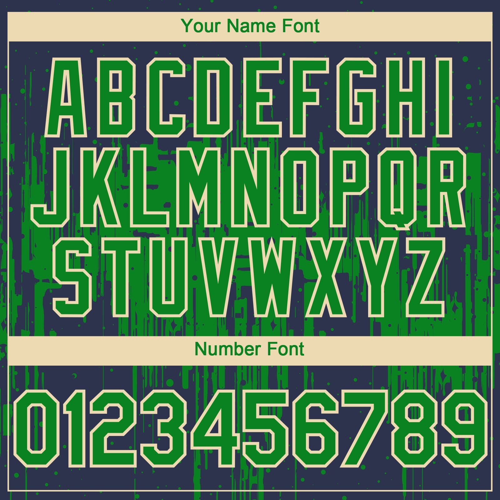 Custom Navy Grass Green-Cream 3D Pattern Design Dripping Splatter Paint Authentic Baseball Jersey