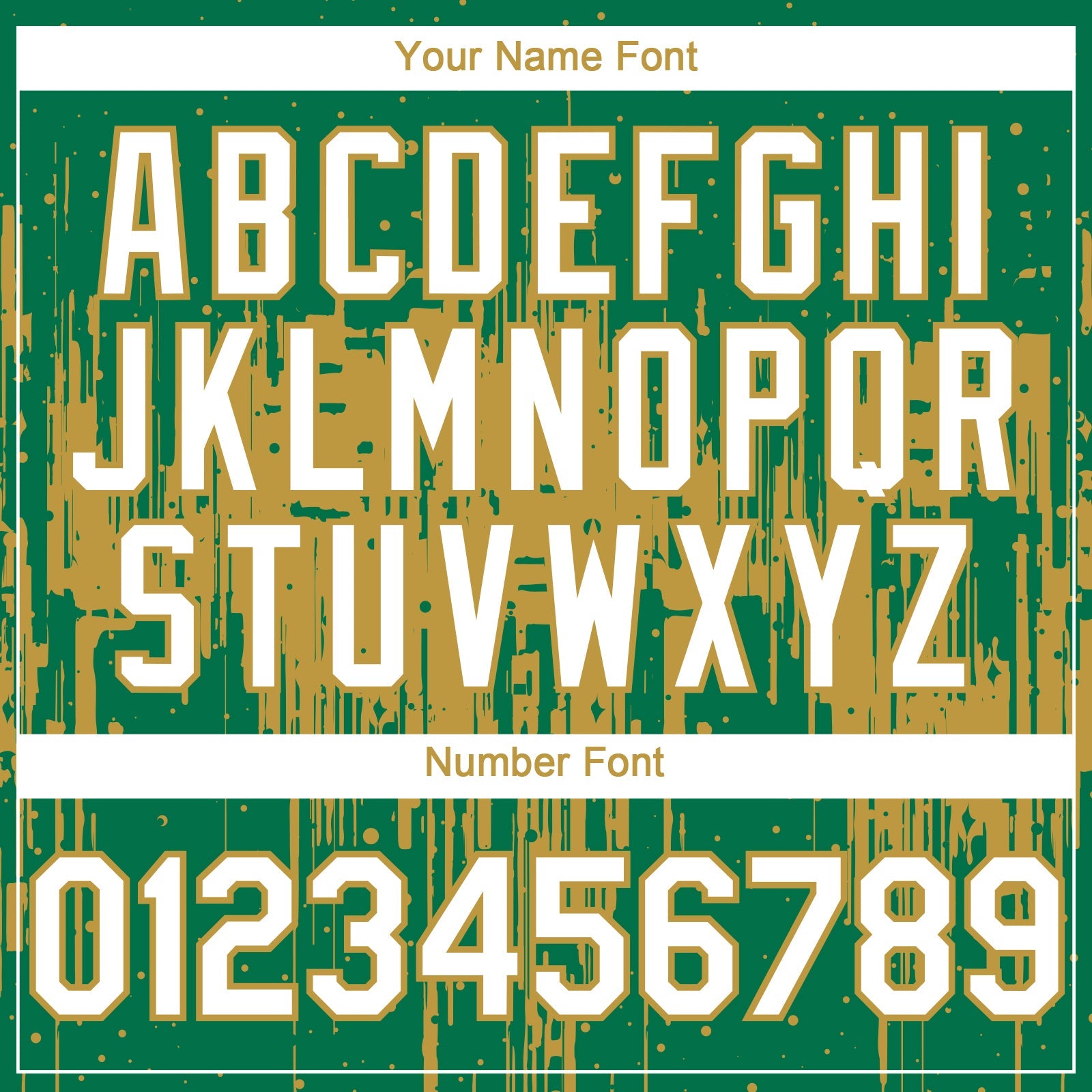 Custom Kelly Green White-Old Gold 3D Pattern Design Dripping Splatter Paint Authentic Baseball Jersey