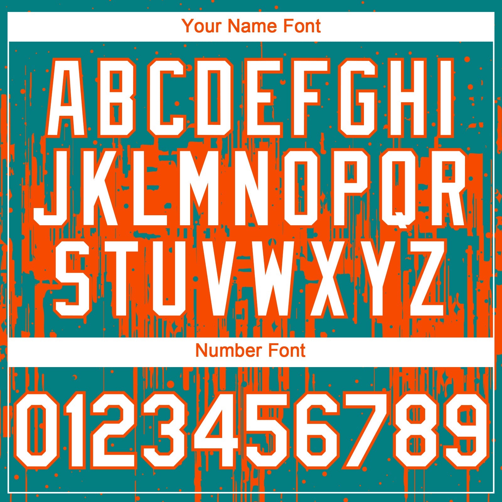 Custom Teal White-Orange 3D Pattern Design Dripping Splatter Paint Authentic Baseball Jersey