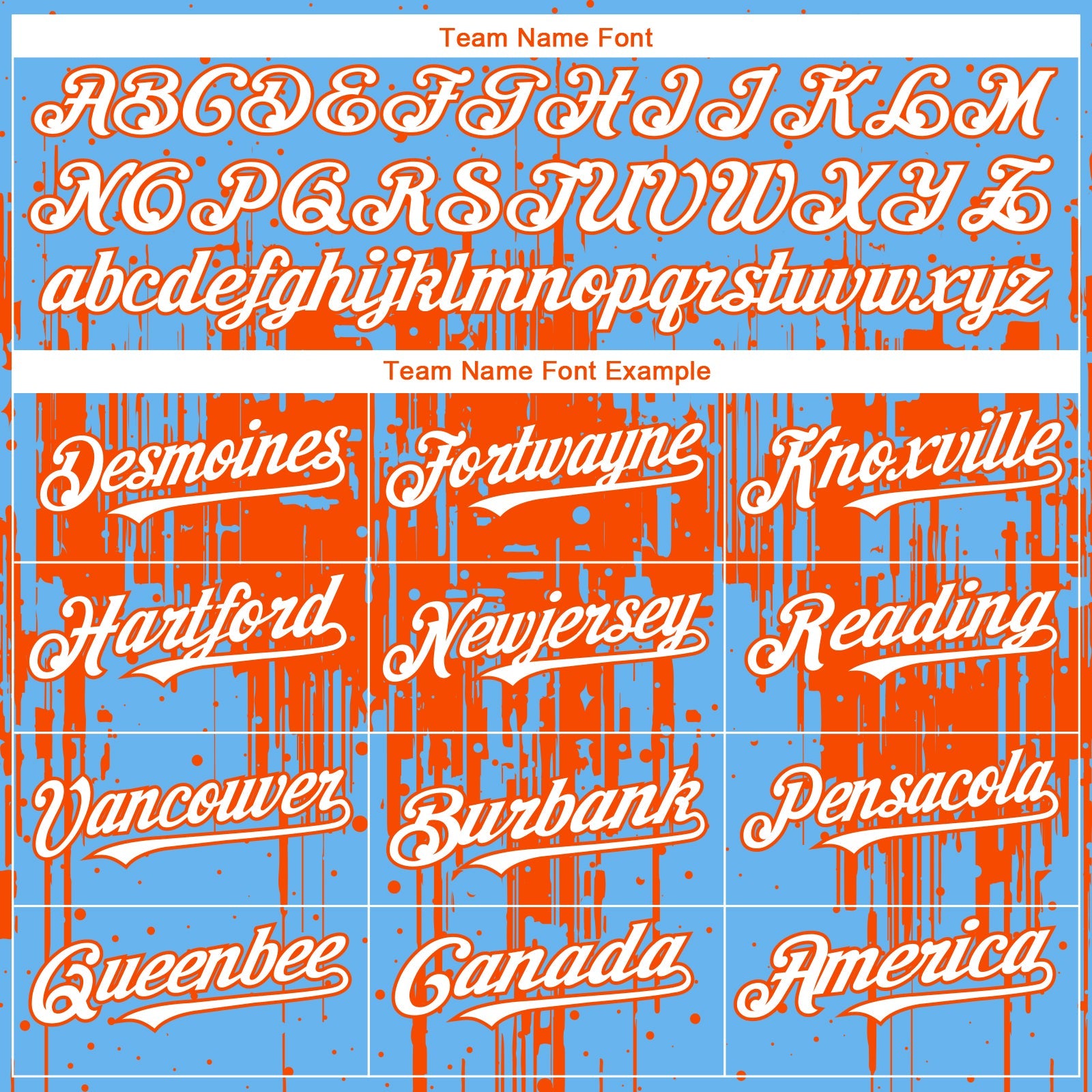 Custom Sky Blue White-Orange 3D Pattern Design Dripping Splatter Paint Authentic Baseball Jersey