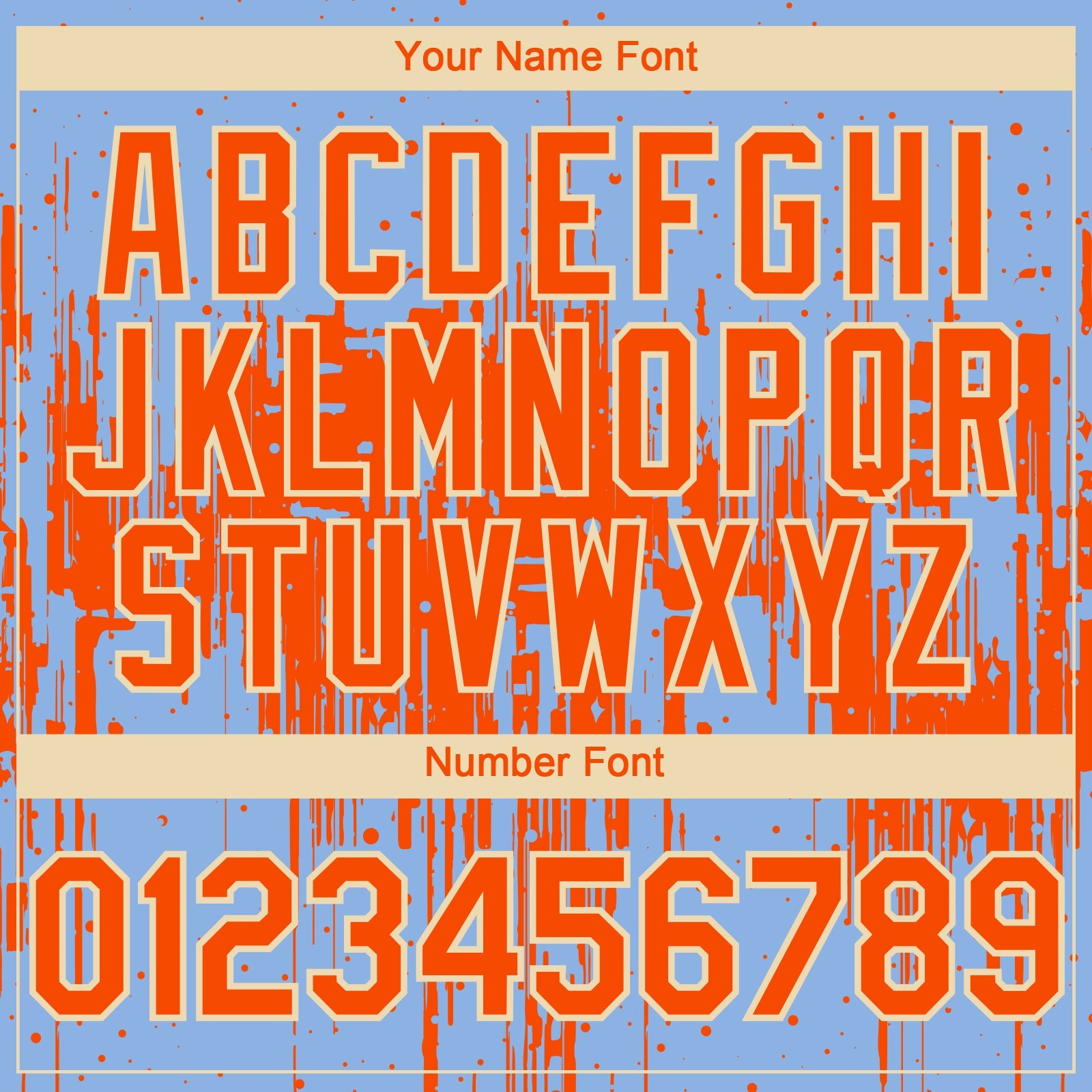 Custom Light Blue Orange-Cream 3D Pattern Design Dripping Splatter Paint Authentic Baseball Jersey