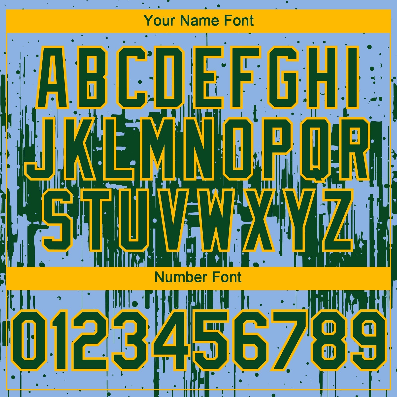 Custom Light Blue Green-Gold 3D Pattern Design Dripping Splatter Paint Authentic Baseball Jersey