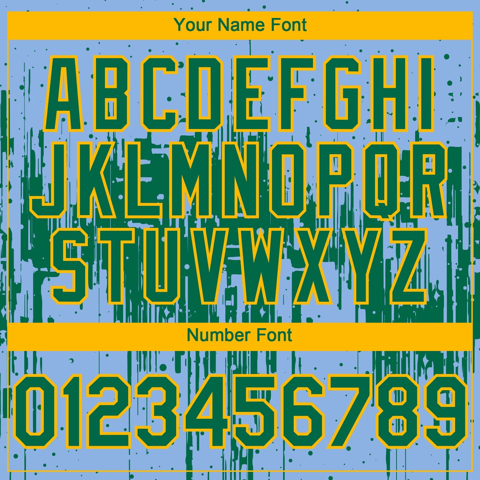 Custom Light Blue Kelly Green-Gold 3D Pattern Design Dripping Splatter Paint Authentic Baseball Jersey