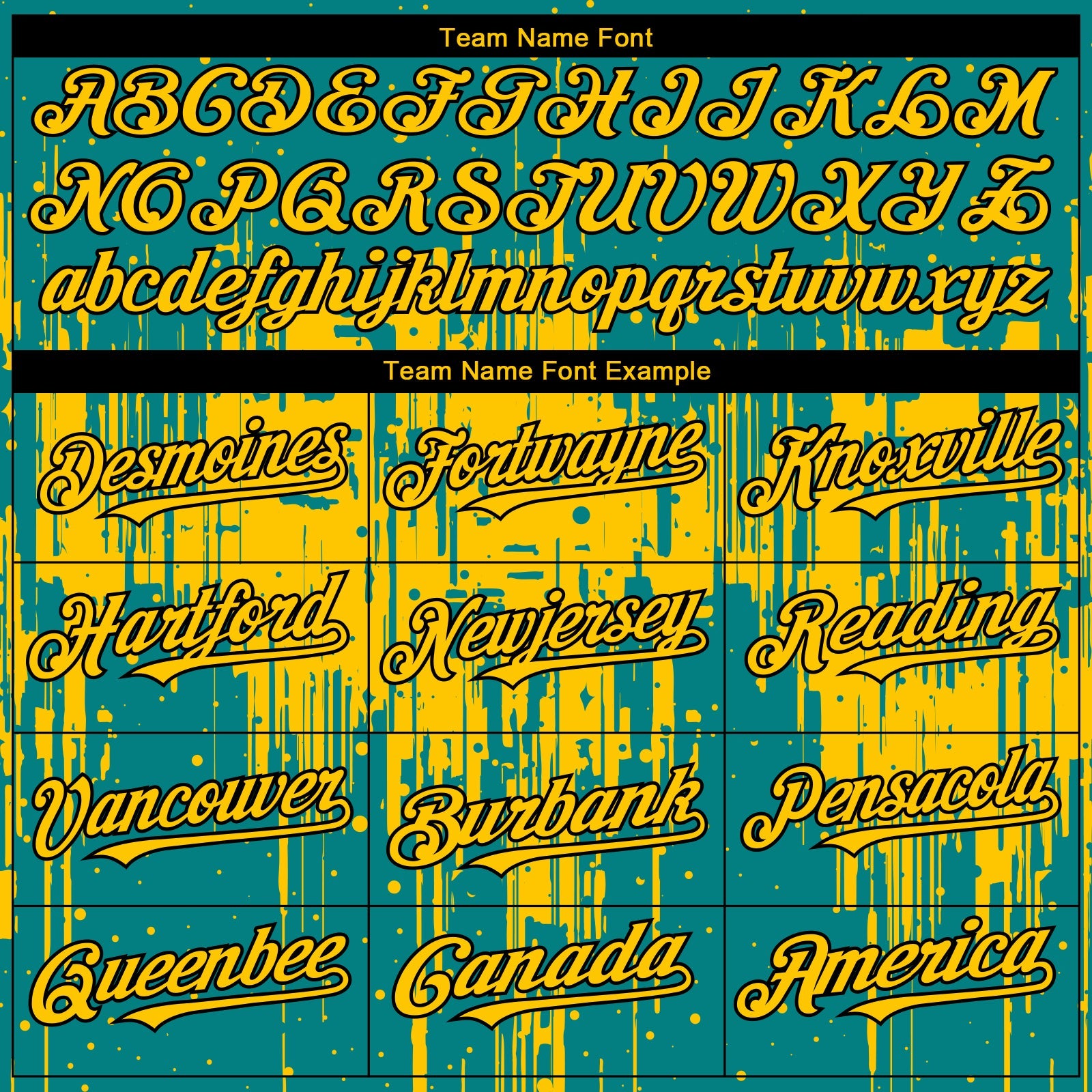 Custom Teal Yellow-Black 3D Pattern Design Dripping Splatter Paint Authentic Baseball Jersey