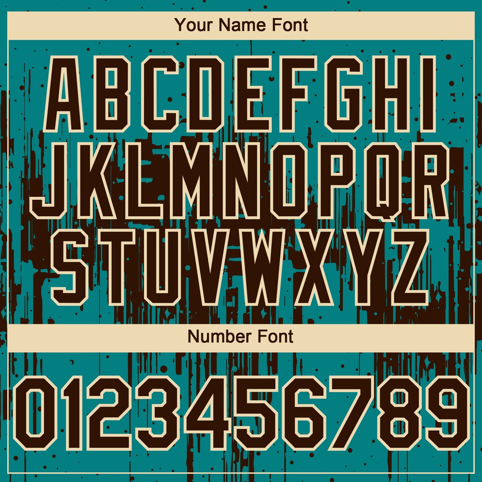 Custom Teal Brown-Cream 3D Pattern Design Dripping Splatter Paint Authentic Baseball Jersey