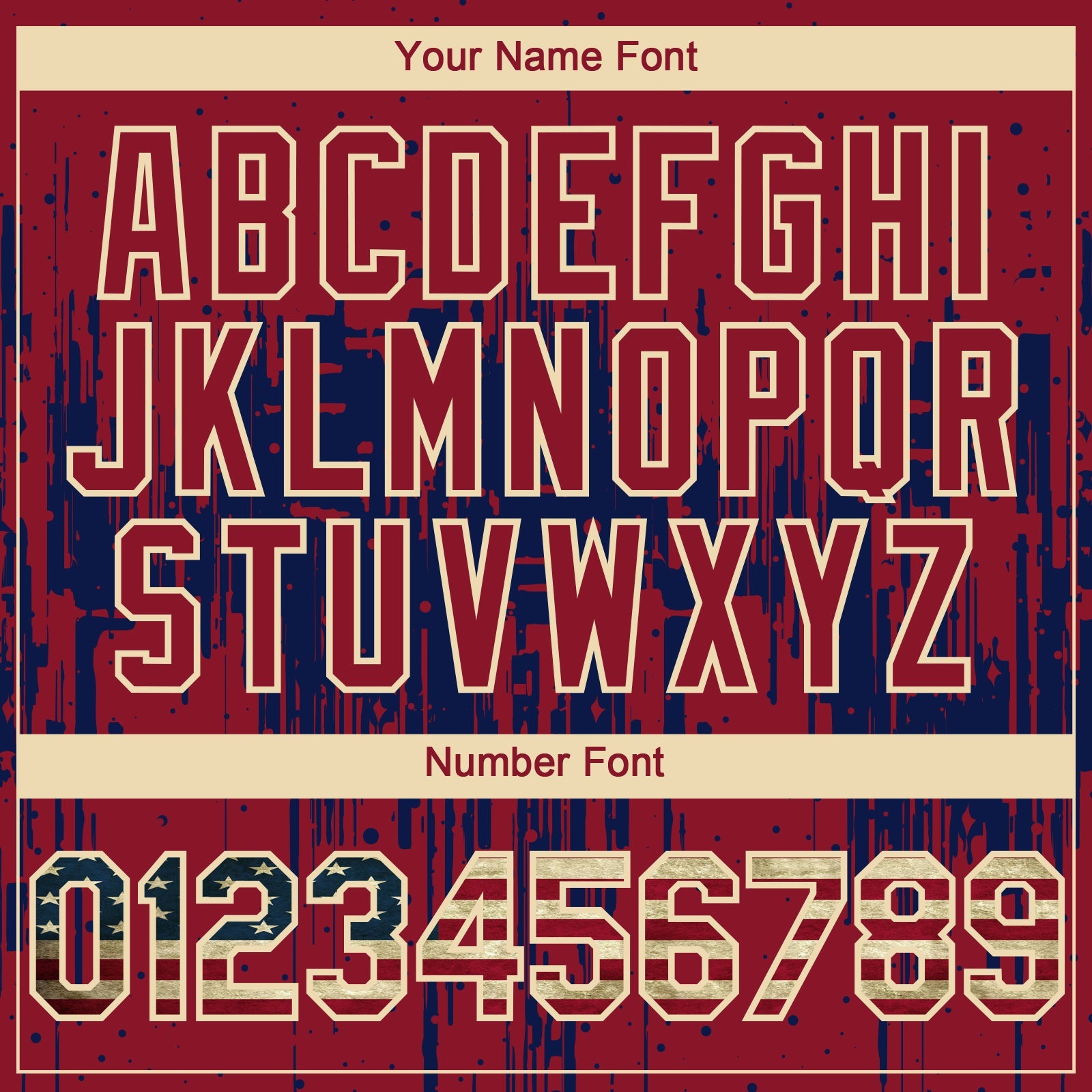 Custom Crimson Vintage USA Flag Cream-Navy 3D Pattern Design Dripping Splatter Paint Authentic Baseball Jersey