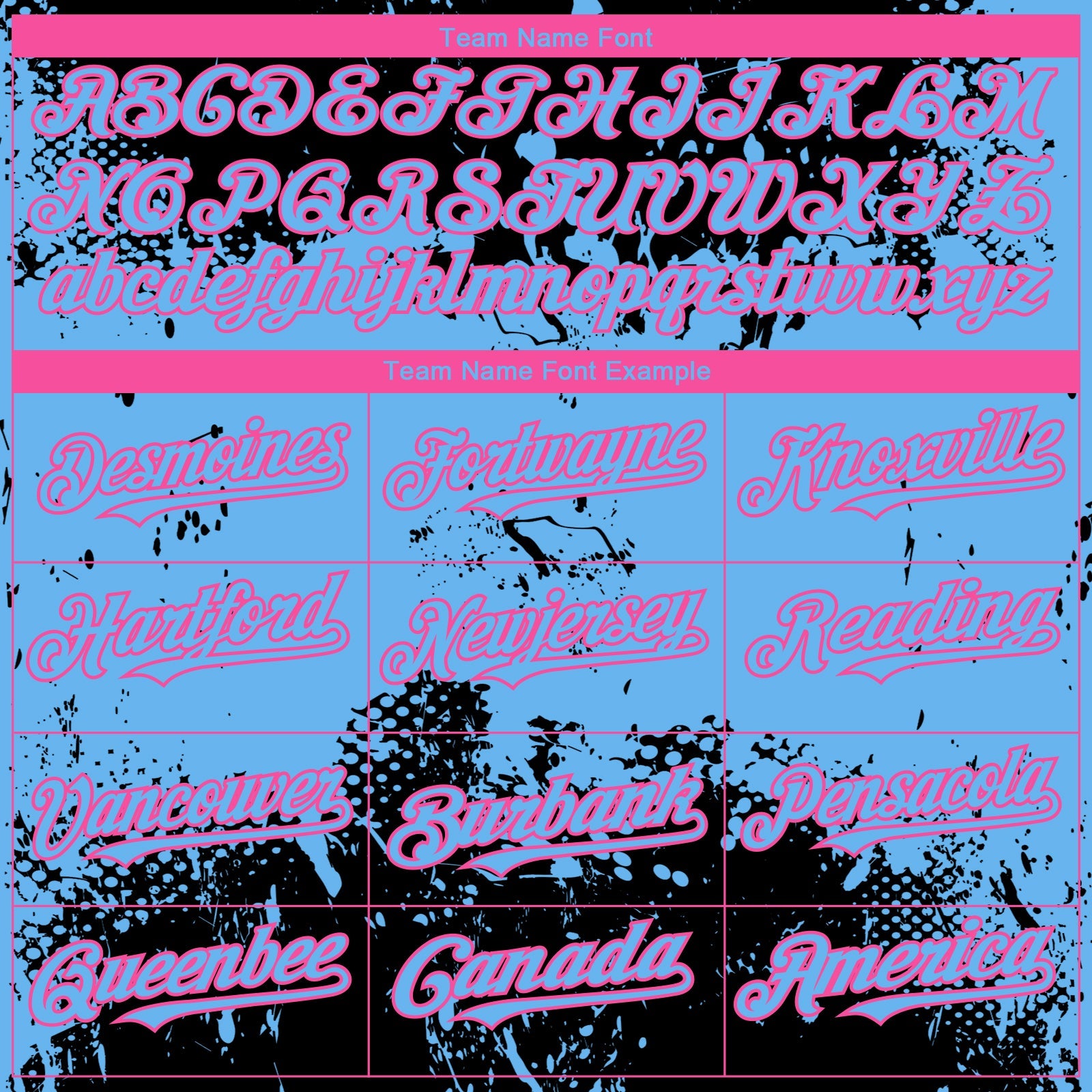 Custom Black Sky Blue-Pink 3D Pattern Design Abstract Splatter Grunge Paint Authentic Baseball Jersey