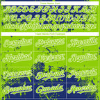 Custom Royal Neon Green-White 3D Pattern Design Abstract Splatter Grunge Paint Authentic Baseball Jersey