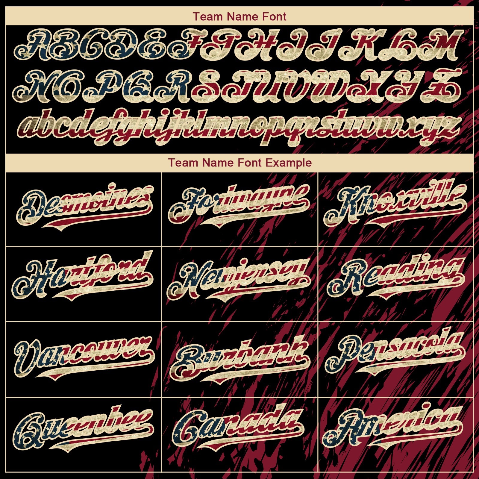 Custom Black Vintage USA Flag Crimson-Cream 3D Pattern Design Paint Stroke Grunge Streak Authentic Baseball Jersey