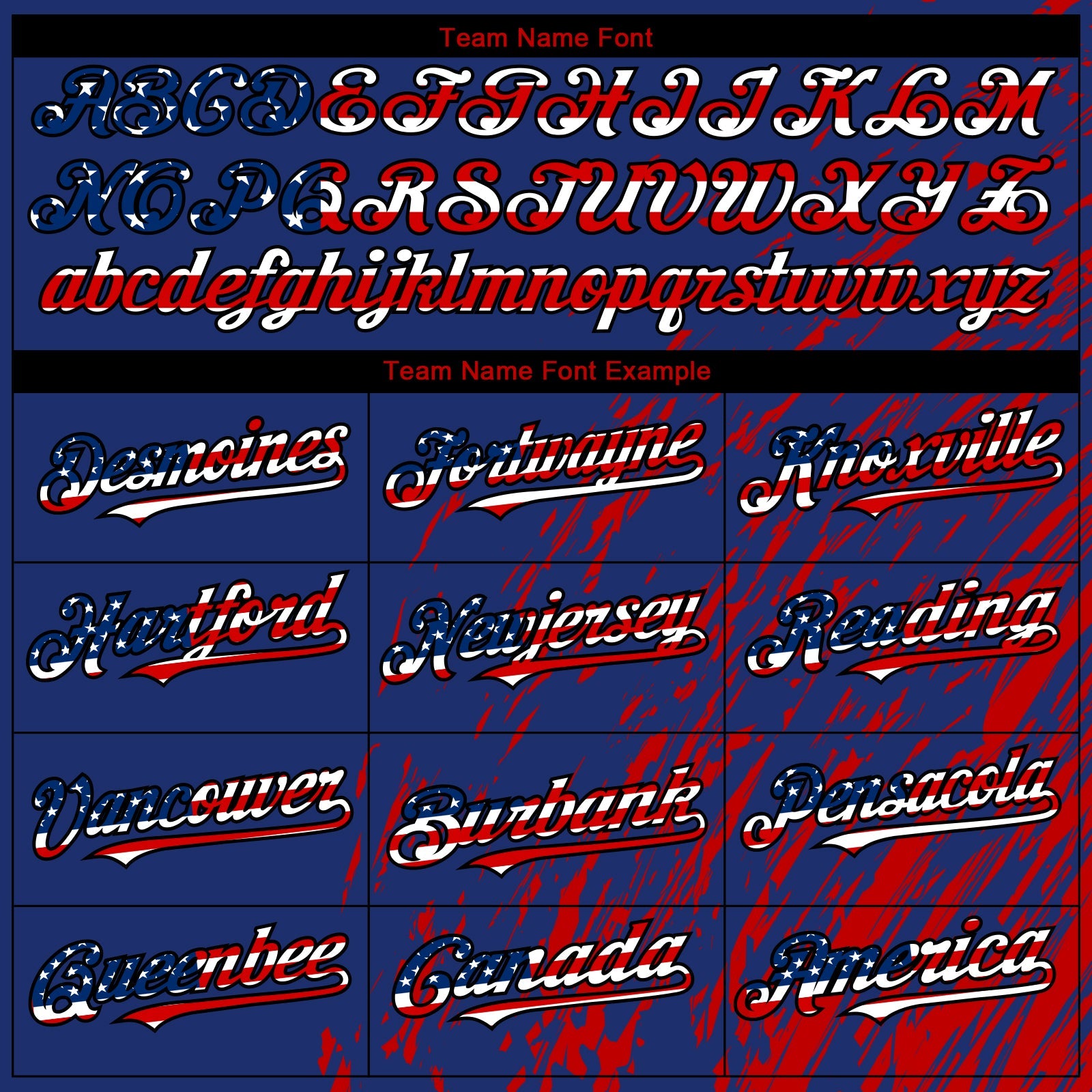 Custom Royal USA Flag Red-Black 3D Pattern Design Paint Stroke Grunge Streak Authentic Baseball Jersey