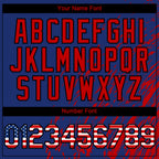 Custom Royal USA Flag Red-Black 3D Pattern Design Paint Stroke Grunge Streak Authentic Baseball Jersey