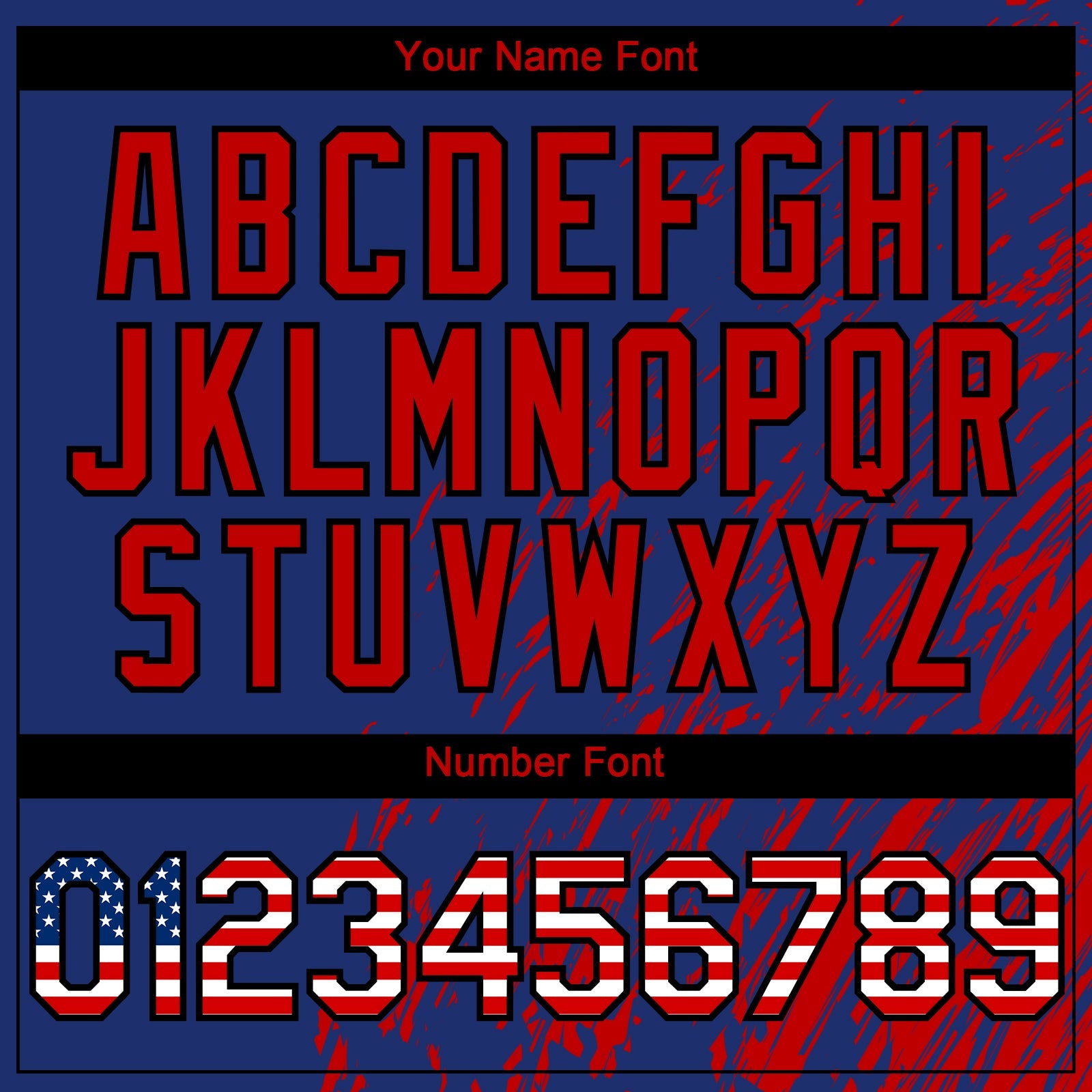 Custom Royal USA Flag Red-Black 3D Pattern Design Paint Stroke Grunge Streak Authentic Baseball Jersey