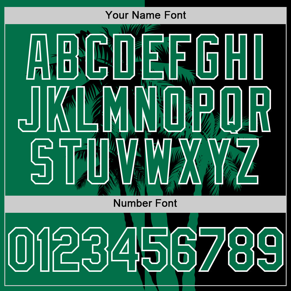 Custom Black Kelly Green-White 3D Pattern Design Hawaii Palm Trees Tropical Coconut Authentic Baseball Jersey