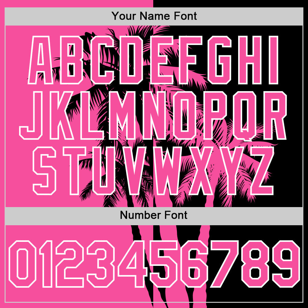 Custom Black Pink-White 3D Pattern Design Hawaii Palm Trees Tropical Coconut Authentic Baseball Jersey