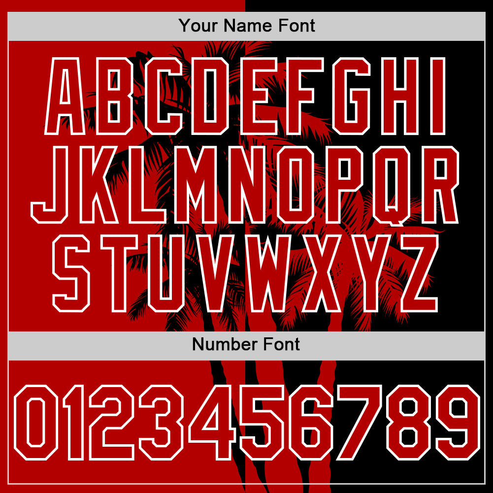 Custom Black Red-White 3D Pattern Design Hawaii Palm Trees Tropical Coconut Authentic Baseball Jersey