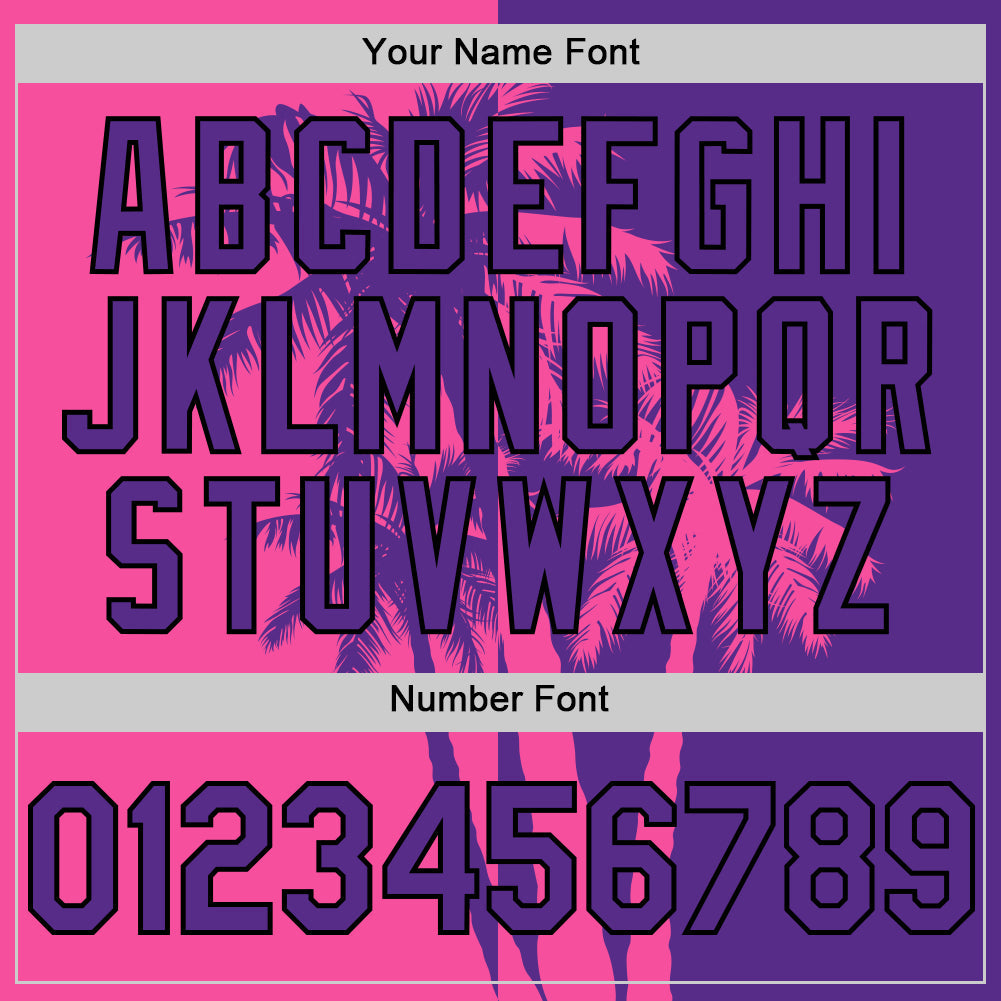 Custom Purple Pink-Black 3D Pattern Design Hawaii Palm Trees Tropical Coconut Authentic Baseball Jersey