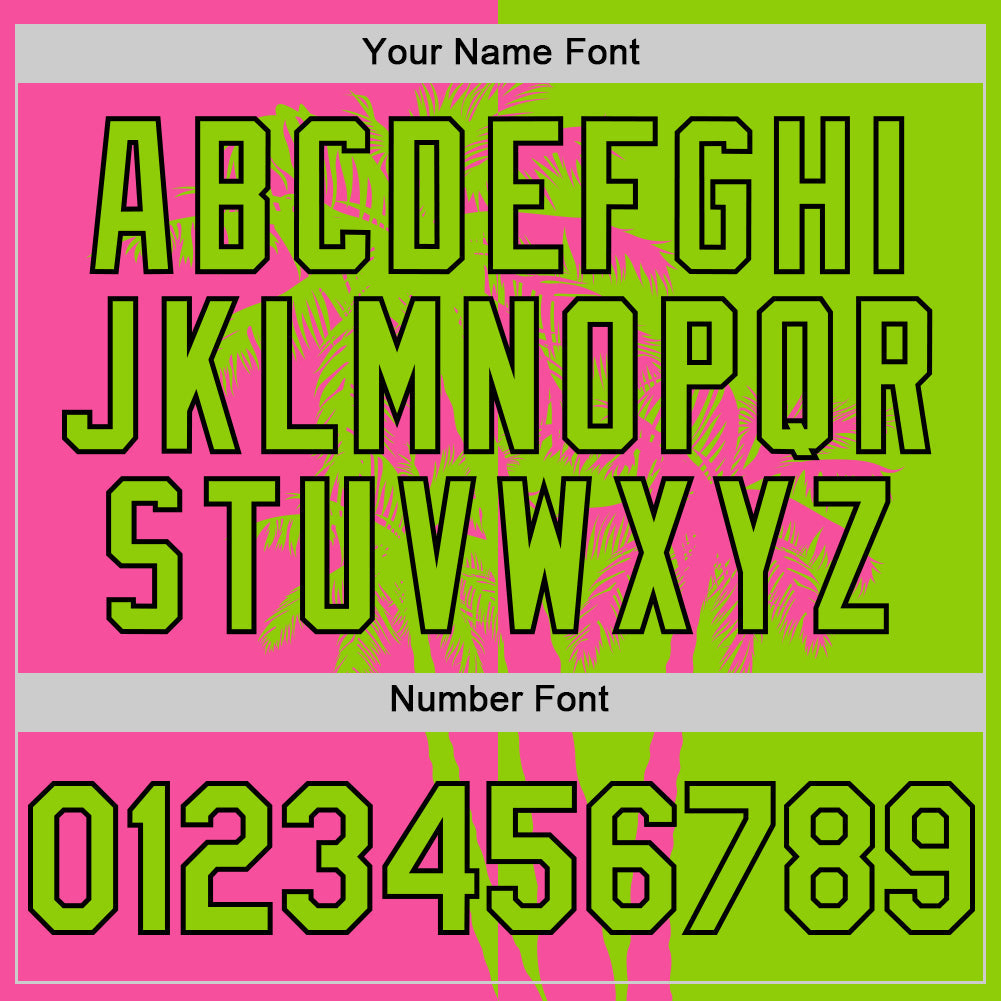 Custom Neon Green Pink-Black 3D Pattern Design Hawaii Palm Trees Tropical Coconut Authentic Baseball Jersey