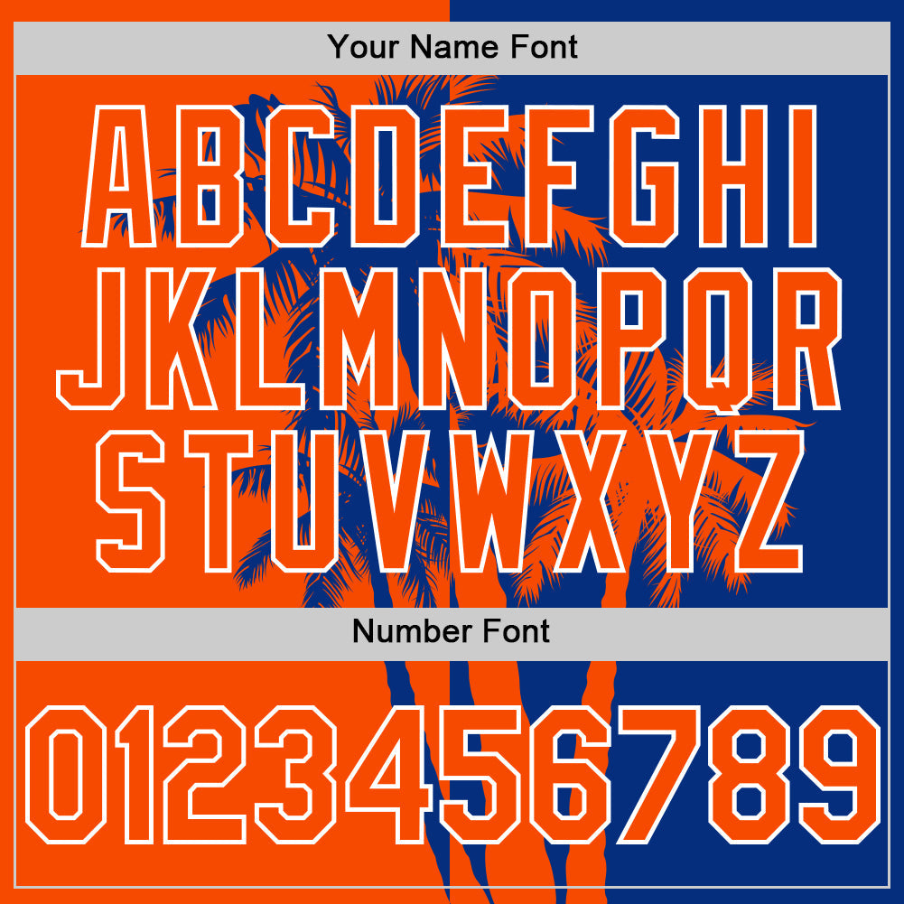 Custom Royal Orange-White 3D Pattern Design Hawaii Palm Trees Tropical Coconut Authentic Baseball Jersey