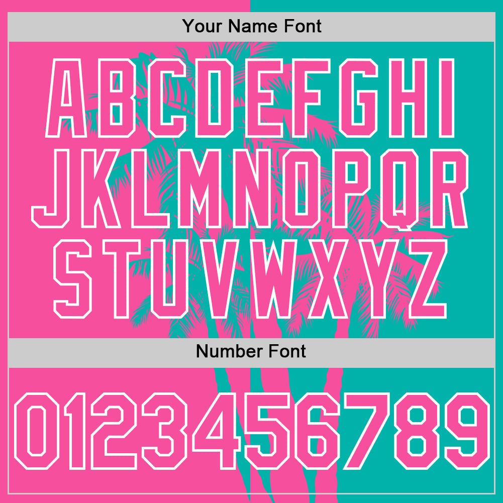 Custom Aqua Pink-White 3D Pattern Design Hawaii Palm Trees Tropical Coconut Authentic Baseball Jersey