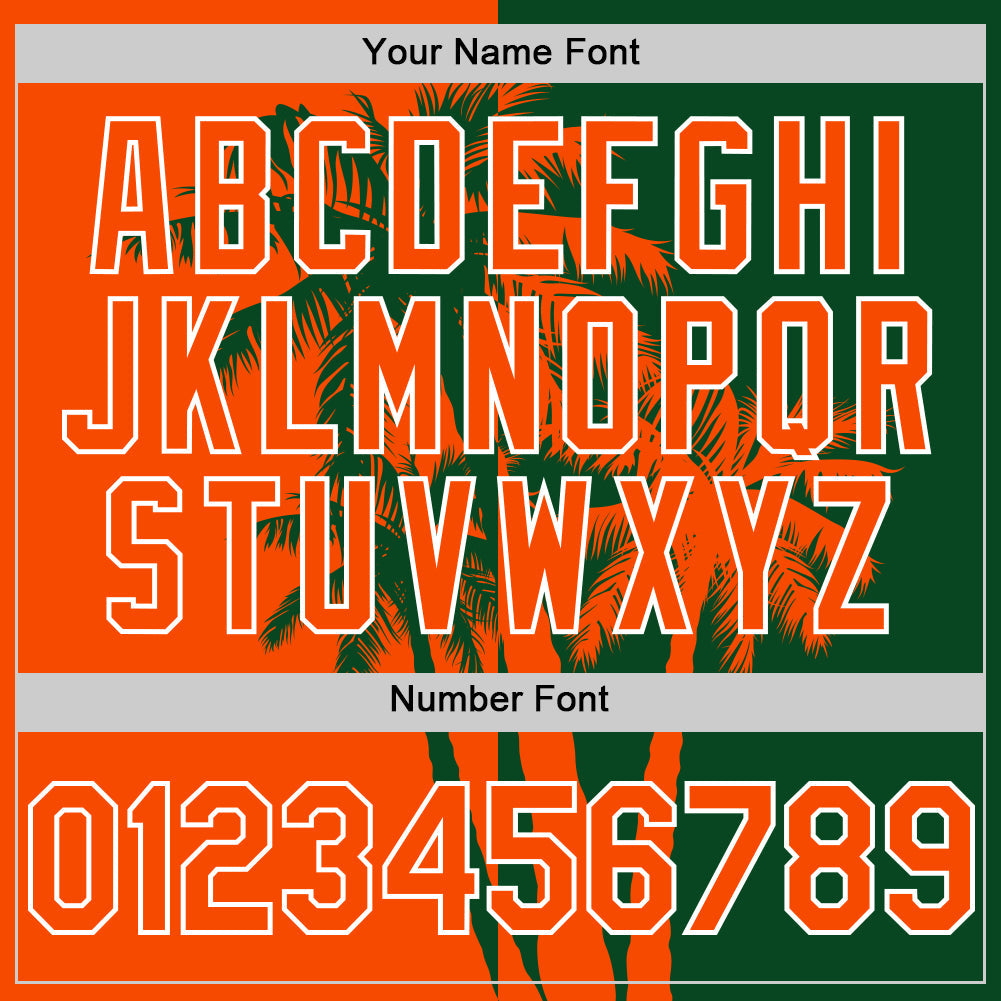 Custom Green Orange-White 3D Pattern Design Hawaii Palm Trees Tropical Coconut Authentic Baseball Jersey