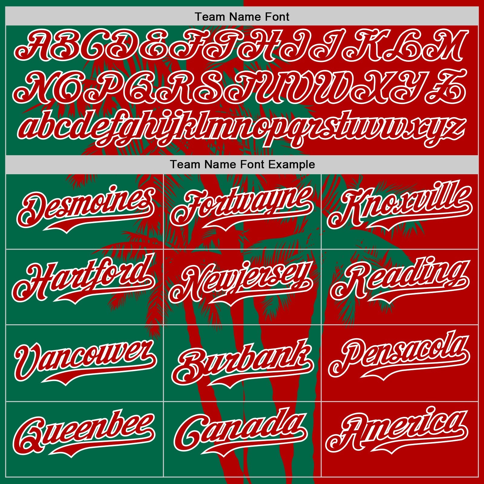 Custom Red Kelly Green-White 3D Pattern Design Hawaii Palm Trees Tropical Coconut Authentic Baseball Jersey