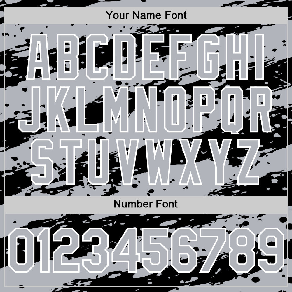 Custom Gray Black-White 3D Pattern Design Paint Splash Stripe Authentic Baseball Jersey