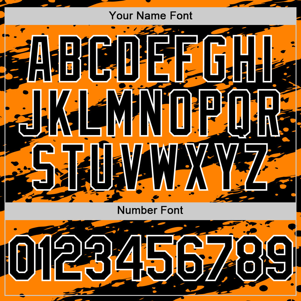Custom Bay Orange Black-White 3D Pattern Design Paint Splash Stripe Authentic Baseball Jersey