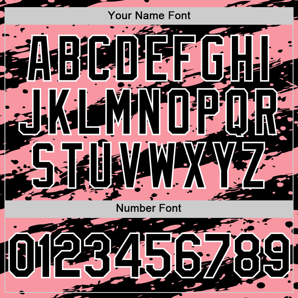 Custom Medium Pink Black-White 3D Pattern Design Paint Splash Stripe Authentic Baseball Jersey