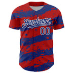 Custom Red Royal-White 3D Pattern Design Paint Splash Stripe Authentic Baseball Jersey