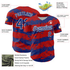 Custom Red Royal-White 3D Pattern Design Paint Splash Stripe Authentic Baseball Jersey