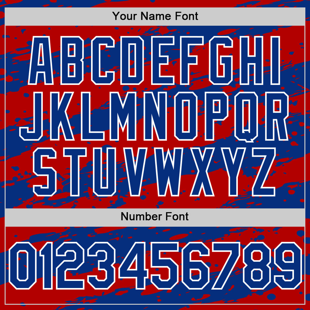 Custom Red Royal-White 3D Pattern Design Paint Splash Stripe Authentic Baseball Jersey