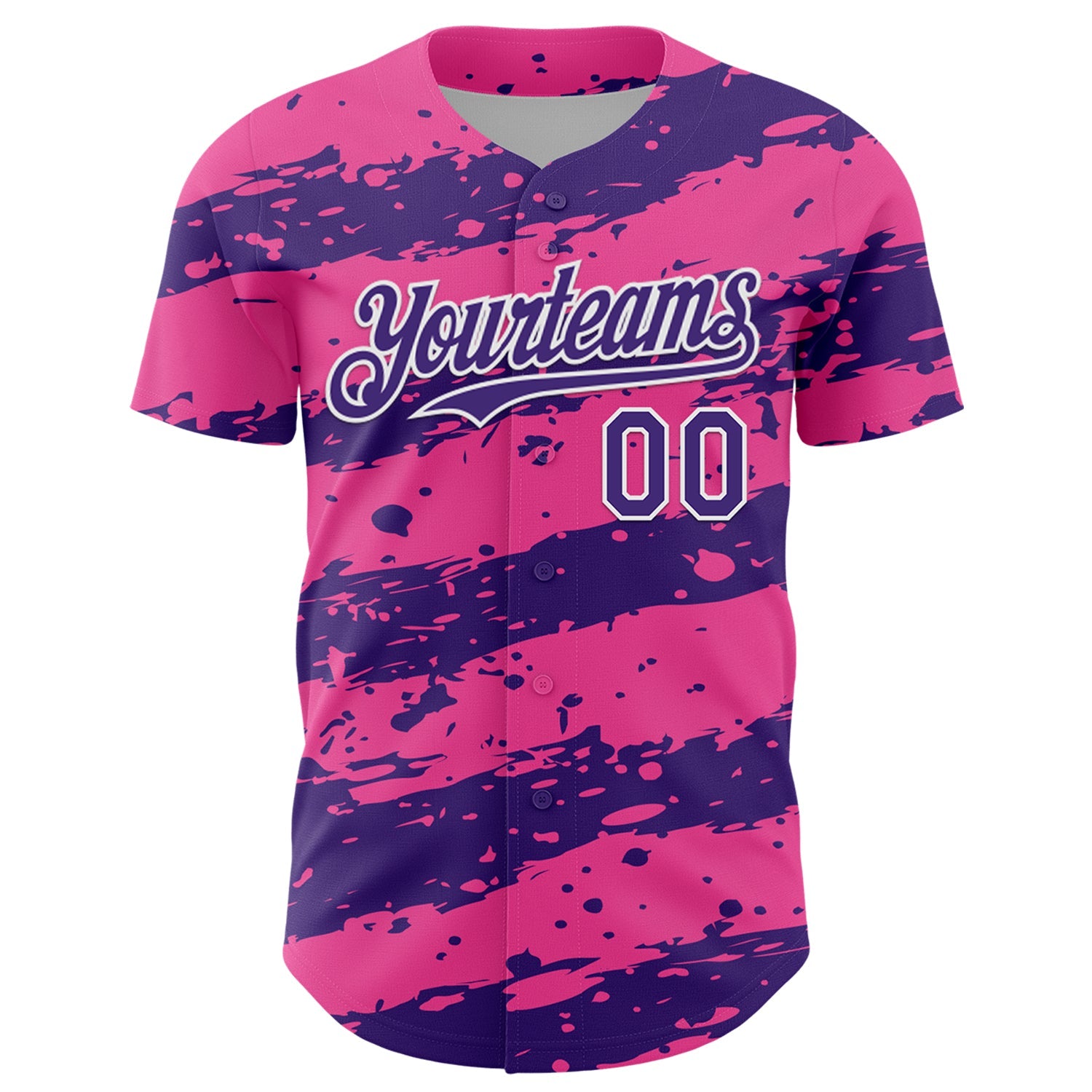 Custom Pink Purple-White 3D Pattern Design Paint Splash Stripe Authentic Baseball Jersey