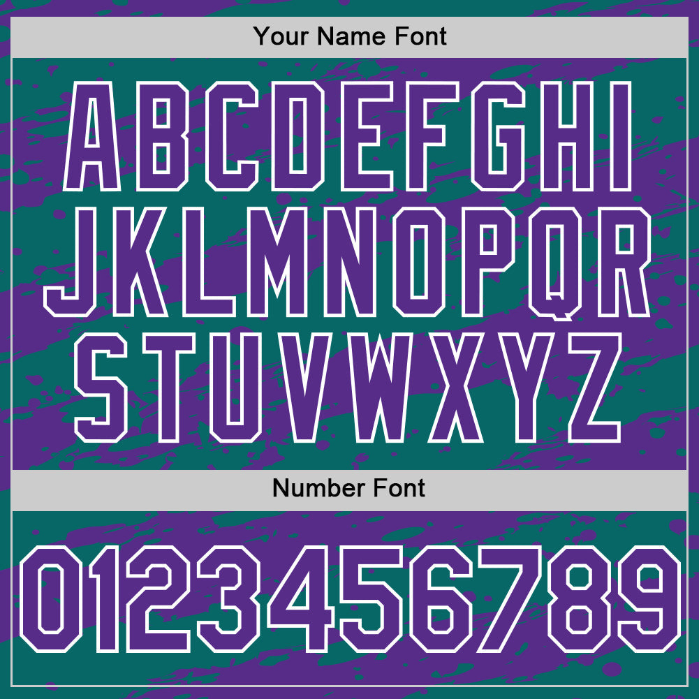 Custom Teal Purple-White 3D Pattern Design Paint Splash Stripe Authentic Baseball Jersey