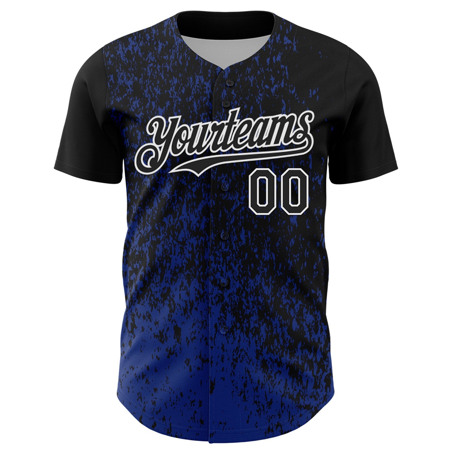 Custom Black Royal-White 3D Pattern Design Abstract Fragment Splatter Authentic Baseball Jersey