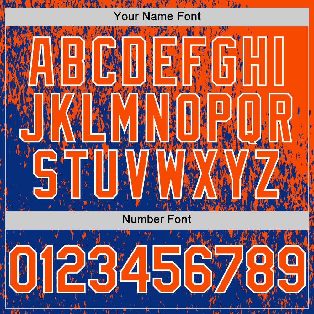Custom Orange Royal-White 3D Pattern Design Abstract Fragment Splatter Authentic Baseball Jersey