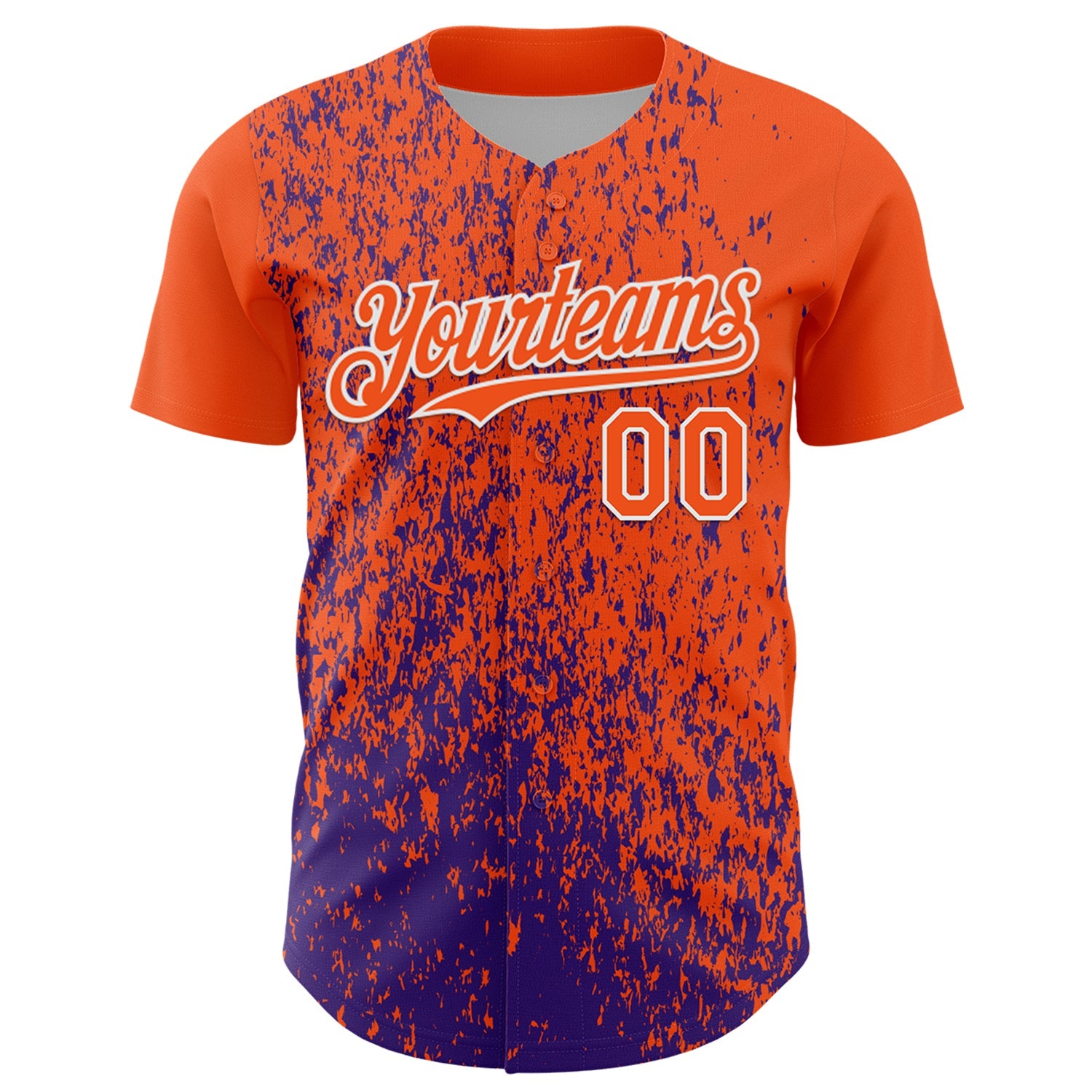 Custom Orange Purple-White 3D Pattern Design Abstract Fragment Splatter Authentic Baseball Jersey