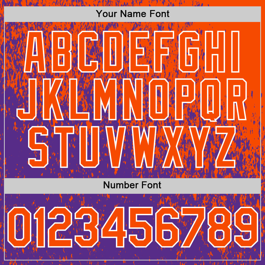 Custom Orange Purple-White 3D Pattern Design Abstract Fragment Splatter Authentic Baseball Jersey