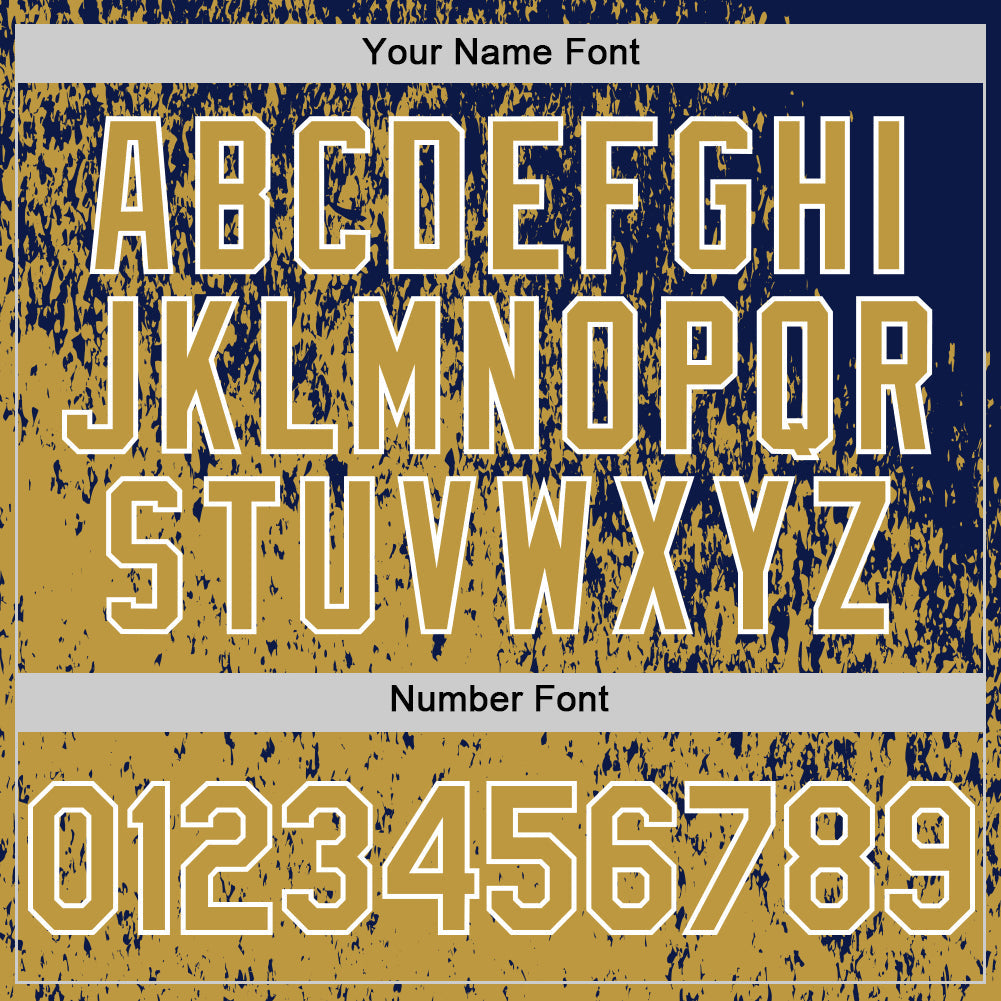 Custom Navy Old Gold-White 3D Pattern Design Abstract Fragment Splatter Authentic Baseball Jersey