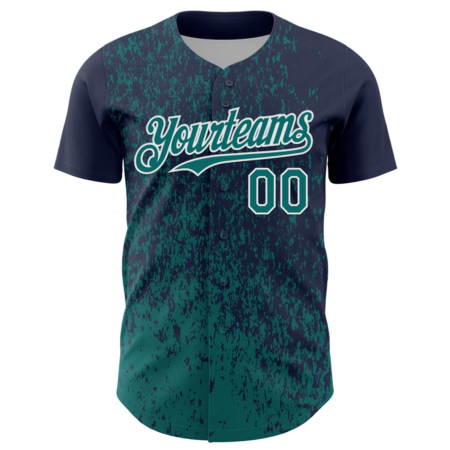 Custom Navy Teal-White 3D Pattern Design Abstract Fragment Splatter Authentic Baseball Jersey