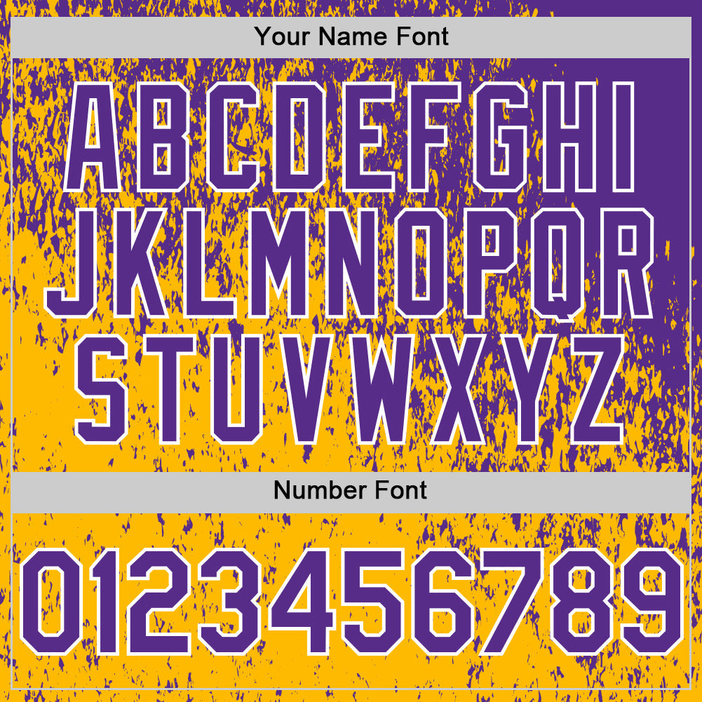 Custom Purple Gold-White 3D Pattern Design Abstract Fragment Splatter Authentic Baseball Jersey