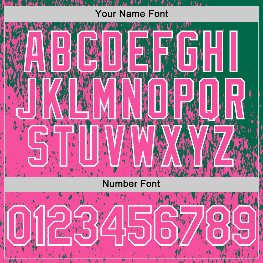 Custom Kelly Green Pink-White 3D Pattern Design Abstract Fragment Splatter Authentic Baseball Jersey