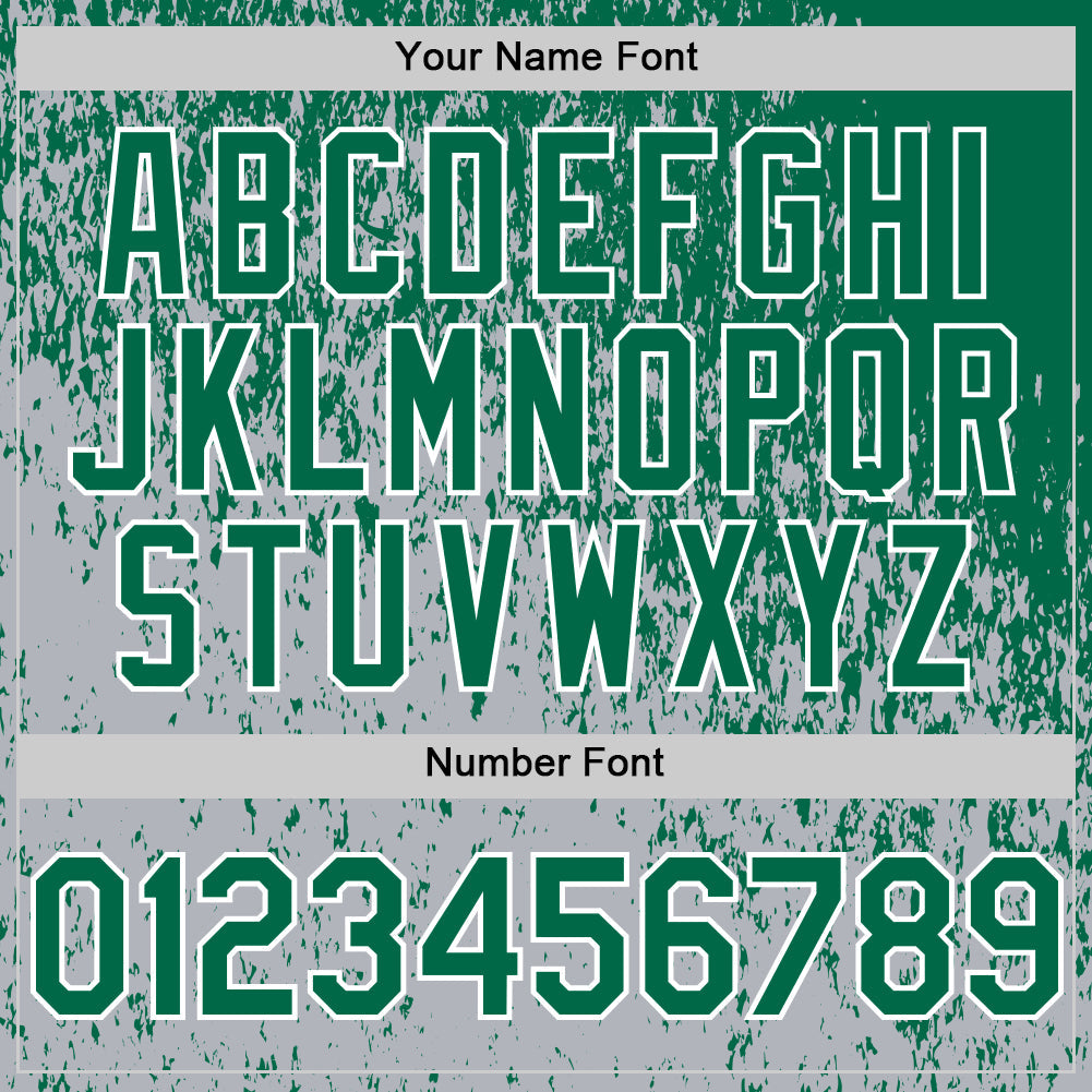 Custom Kelly Green Gray-White 3D Pattern Design Abstract Fragment Splatter Authentic Baseball Jersey