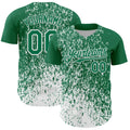 Custom Kelly Green White 3D Pattern Design Abstract Fragment Splatter Authentic Baseball Jersey